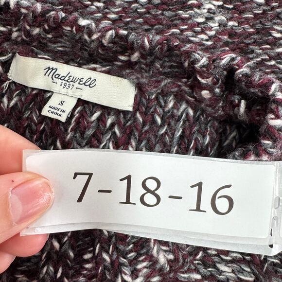Madewell Sweater Womens Small Purple Marled Firelight Cable Knit Side Slit - Picture 7 of 10